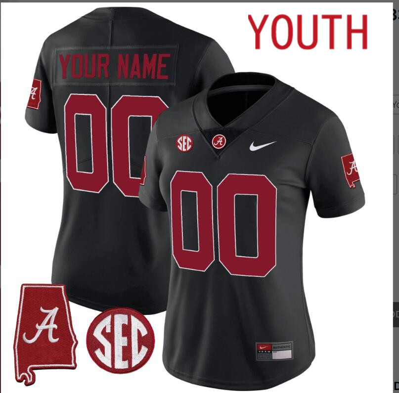 Youth Alabama Crimson Tide Vapor Limited black Custom 2024 Nike NCAA Jersey